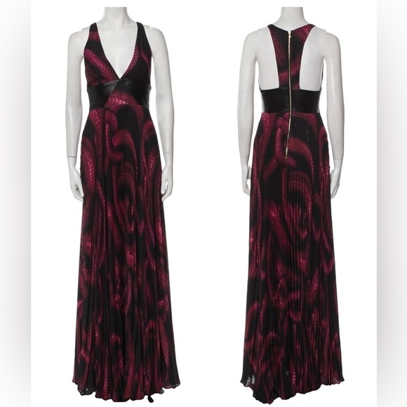 Milly Swirl Print Pleats Maxi Dress V-Neck Size 10 - Picture 1 of 16